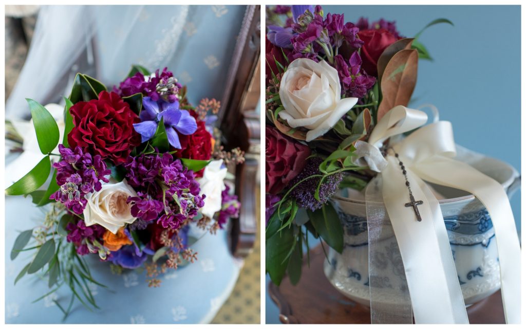 Bridal Bouquet Rosary Flowers by Lesley | Classic Purple & Orange Wedding Football Texas Longhorns Sports Lake Lucerne Courtyard Anna Christine Events Orlando Kathy Thomas Photography