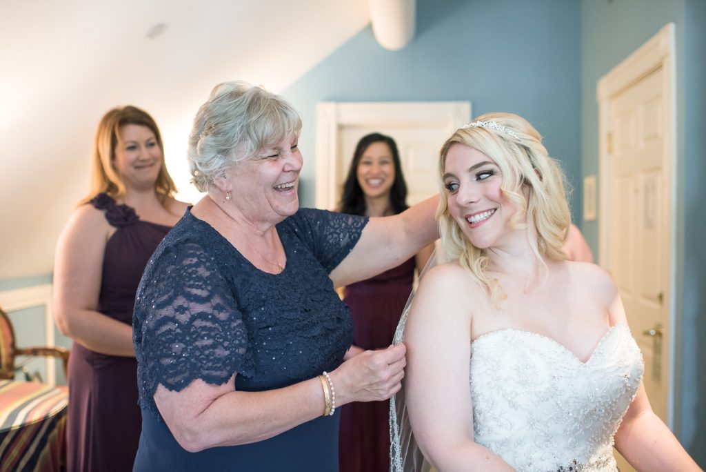 Bride Getting Ready Veil | Classic Purple & Orange Wedding Football Texas Longhorns Sports Lake Lucerne Courtyard Anna Christine Events Orlando Kathy Thomas Photography