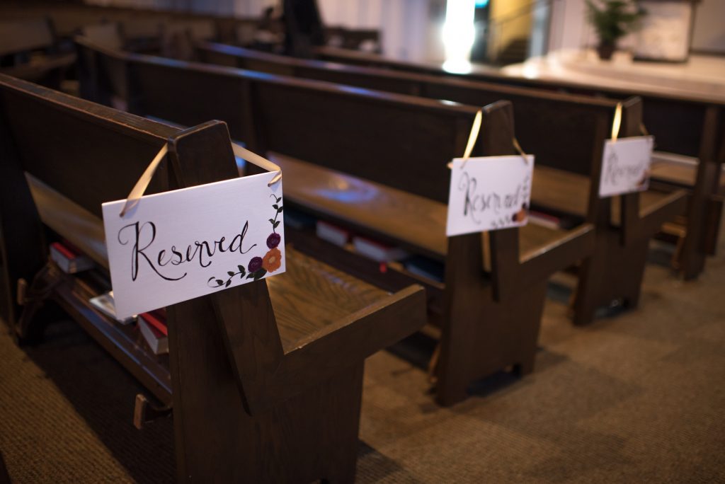 Ceremony Venue St. Margaret Mary Catholic Church Florida | Classic Purple & Orange Wedding Football Texas Longhorns Sports Lake Lucerne Courtyard Anna Christine Events Orlando Kathy Thomas Photography