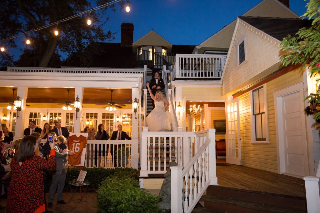 Bride & Groom Reveal | The Courtyard at Lake Lucerne Classic Purple & Orange Wedding Football Texas Longhorns Sports Lake Lucerne Courtyard Anna Christine Events Orlando Kathy Thomas Photography