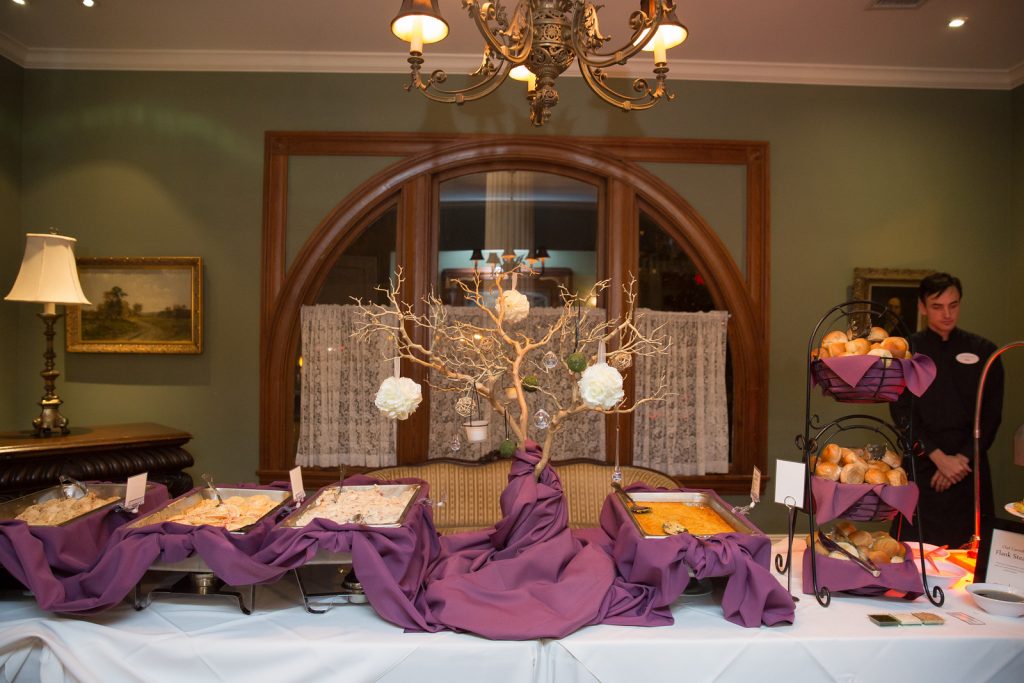 John Michaels Catering Buffet | The Courtyard at Lake Lucerne Classic Purple & Orange Wedding Football Texas Longhorns Sports Lake Lucerne Courtyard Anna Christine Events Orlando Kathy Thomas Photography