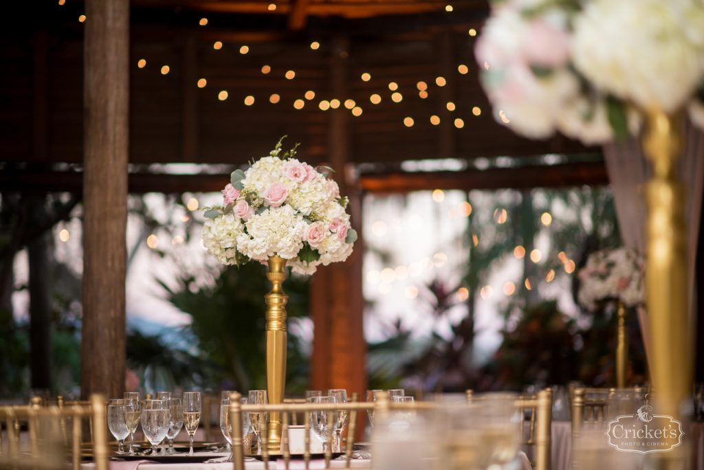 Flowers by Lesley Floral Centerpieces Tall | Classic Pink & White Beach Wedding Paradise Cove Lakeside Orlando Anna Christine Events Cricket’s Photography