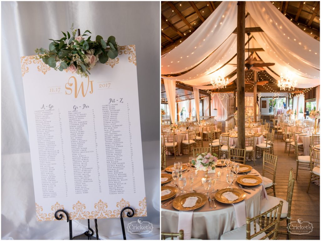 Seating Chart Reception Dinner Tables | Classic Pink & White Beach Wedding Paradise Cove Lakeside Orlando Anna Christine Events Cricket’s Photography