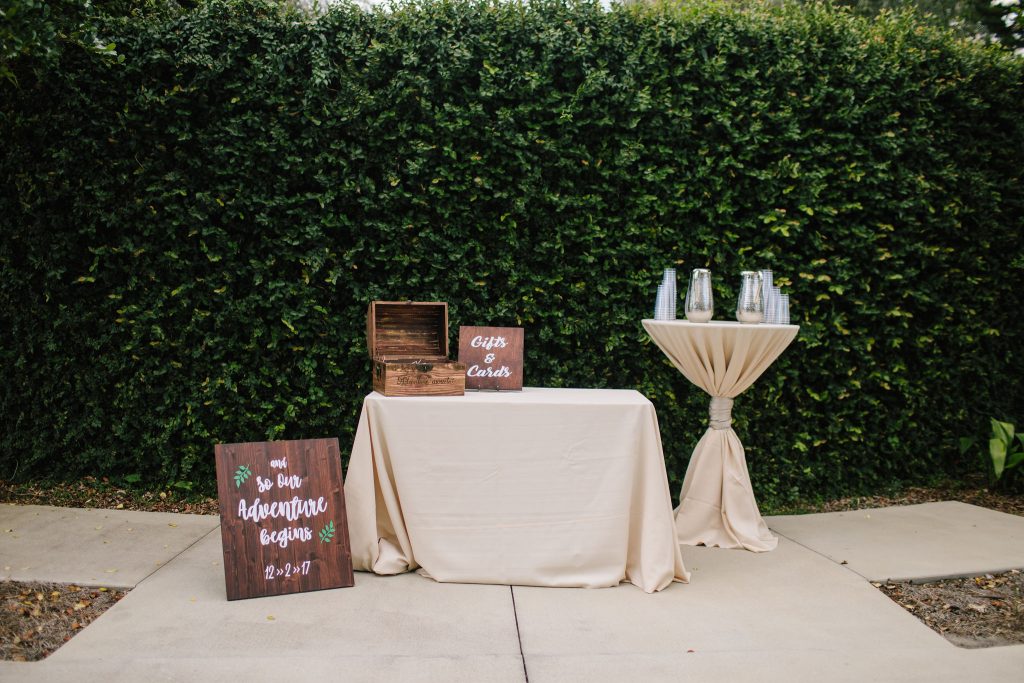 Ceremony Gift & Card Table | Romantic Red & White Capen House Wedding Geometric Gold Anna Christine Events J Lebron Photography