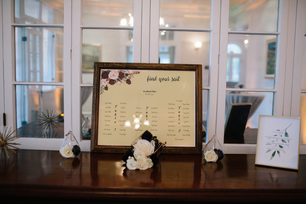 Seating Chart Reception Dinner | Romantic Red & White Capen House Wedding Geometric Gold Anna Christine Events J Lebron Photography