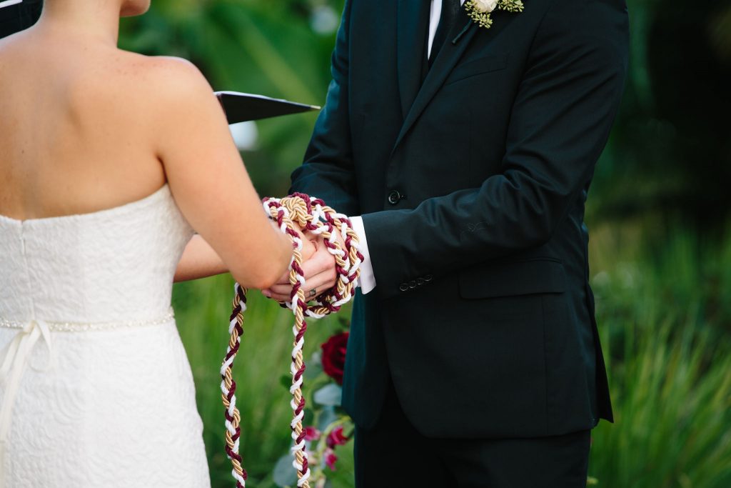 Bride & Groom Rope Ceremony | Romantic Red & White Capen House Wedding Geometric Gold Anna Christine Events J Lebron Photography