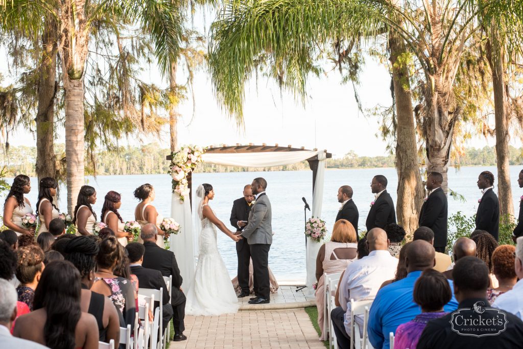 Bride & Groom at Arbor | Classic Pink & White Beach Wedding Paradise Cove Lakeside Orlando Anna Christine Events Cricket’s Photography