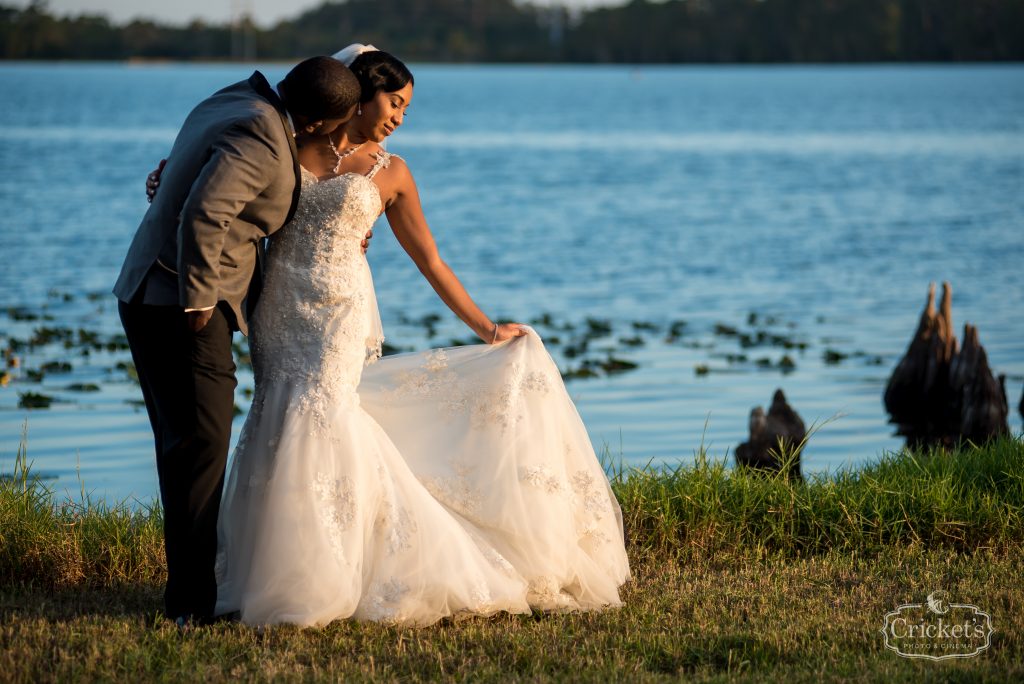 Bride & Groom on Beach | Classic Pink & White Beach Wedding Paradise Cove Lakeside Orlando Anna Christine Events Cricket’s Photography