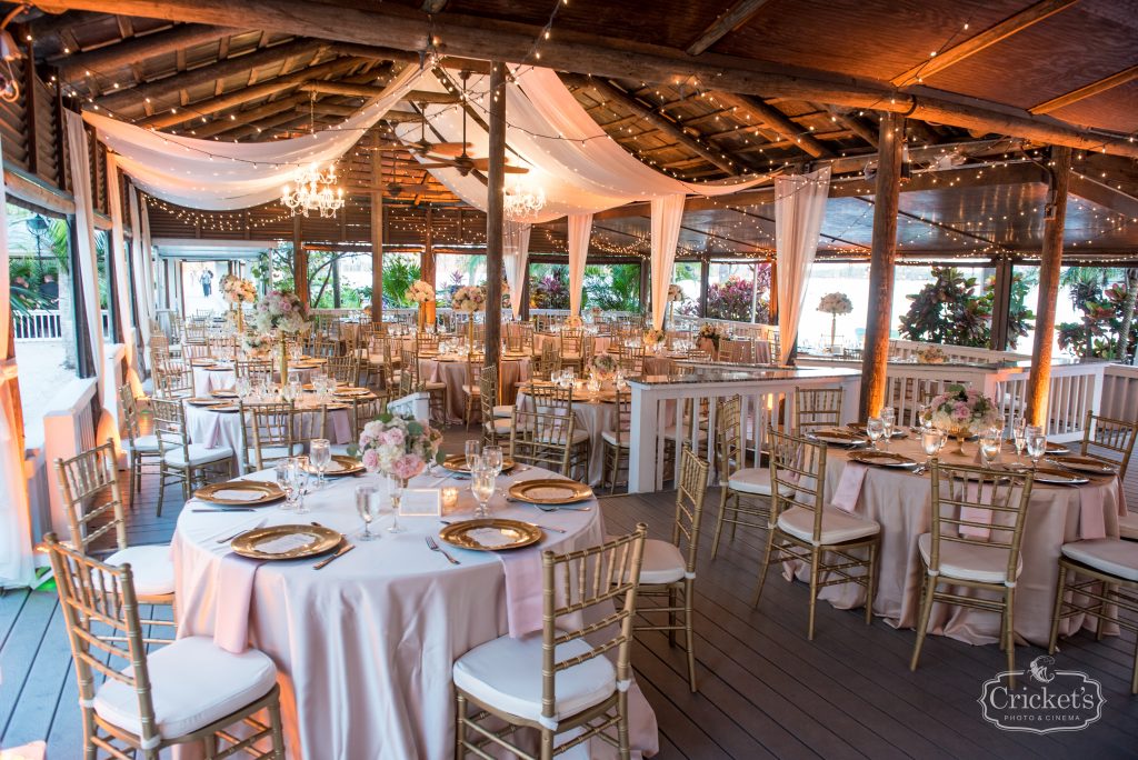 Dining Room Reception Dinner | Classic Pink & White Beach Wedding Paradise Cove Lakeside Orlando Anna Christine Events Cricket’s Photography