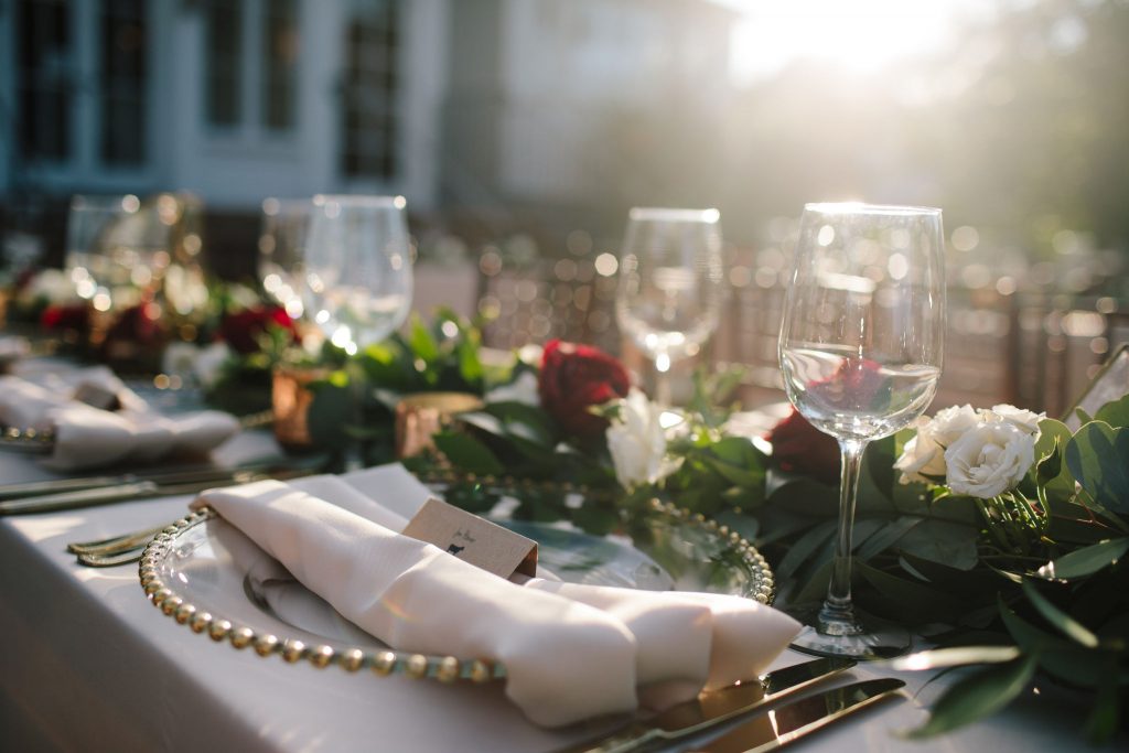 Napkin Table Place | Romantic Red & White Capen House Wedding Geometric Gold Anna Christine Events J Lebron Photography