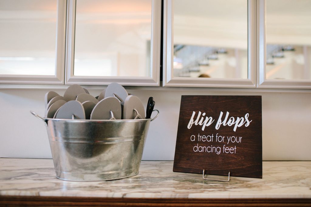 Flip Flops for Reception Dancing | Romantic Red & White Capen House Wedding Geometric Gold Anna Christine Events J Lebron Photography