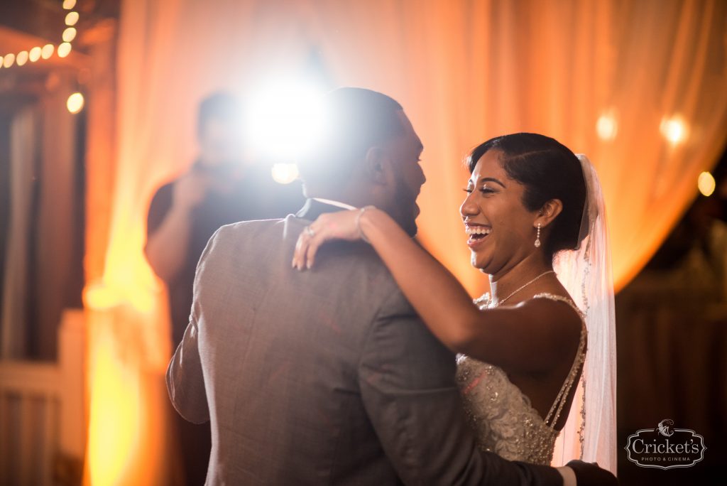 Bride & Groom First Dance Reception | Classic Pink & White Beach Wedding Paradise Cove Lakeside Orlando Anna Christine Events Cricket’s Photography