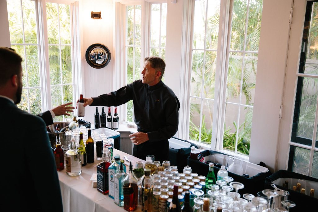 Cocktail Hour Bar | Romantic Red & White Capen House Wedding Geometric Gold Anna Christine Events J Lebron Photography