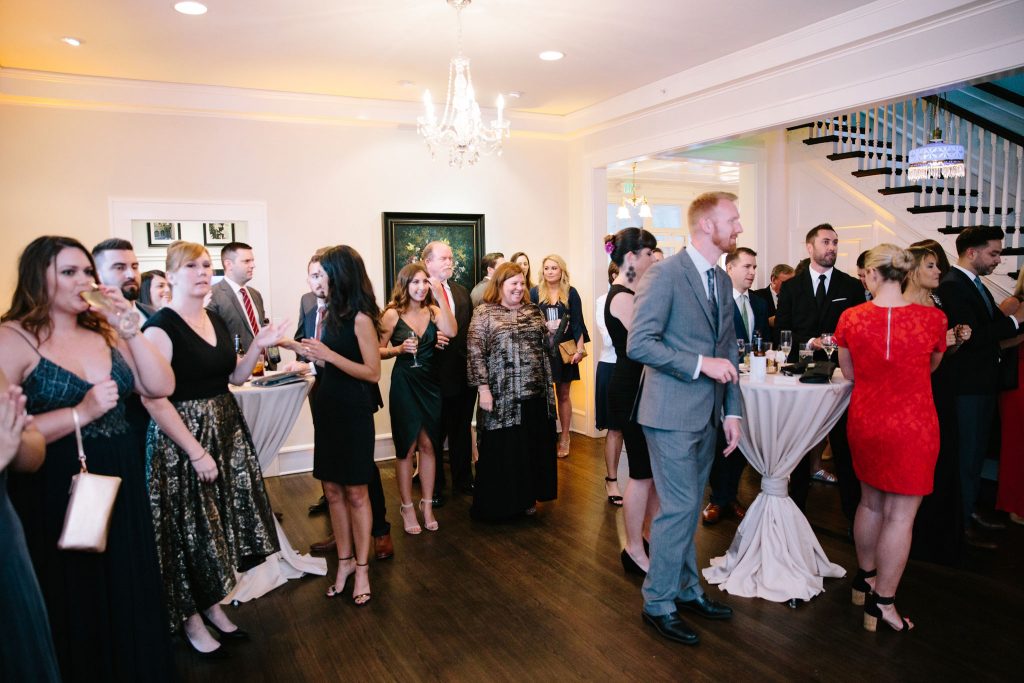 Cocktail Hour Entrance | Romantic Red & White Capen House Wedding Geometric Gold Anna Christine Events J Lebron Photography