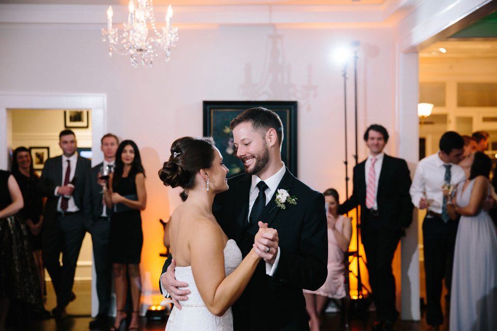Bride & Groom First Dance Reception | Romantic Red & White Capen House Wedding Geometric Gold Anna Christine Events J Lebron Photography