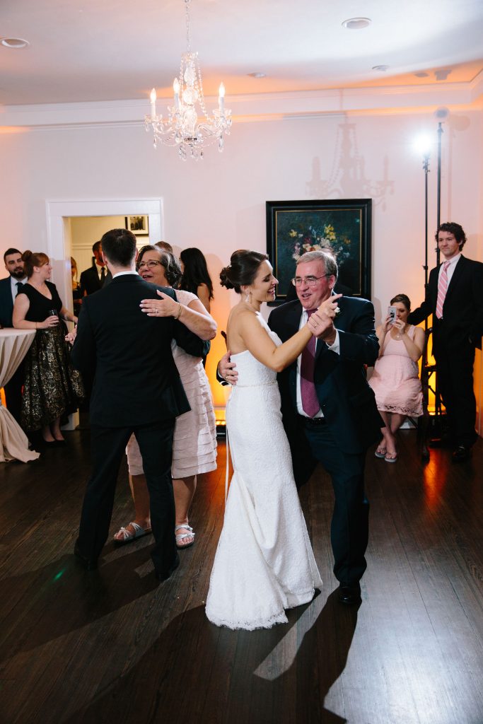 Parent Dances Mother-Son Father-Daughter | Romantic Red & White Capen House Wedding Geometric Gold Anna Christine Events J Lebron Photography