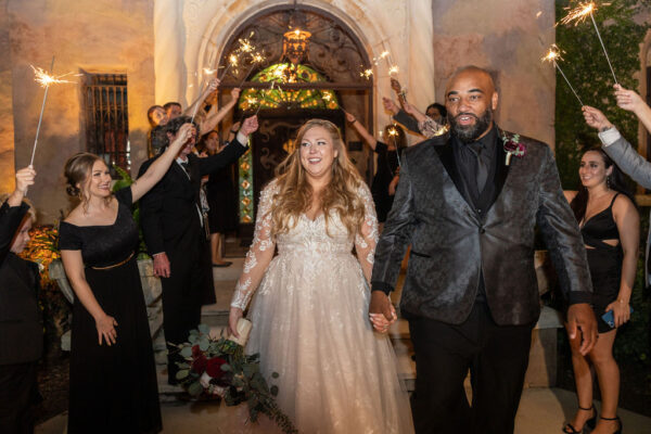sparkler exit with bride and groom at howey mansion